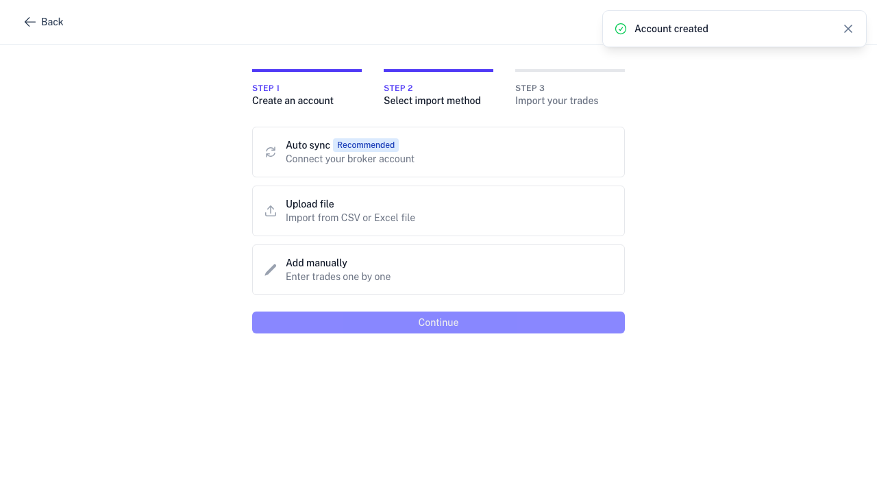 Import method selection