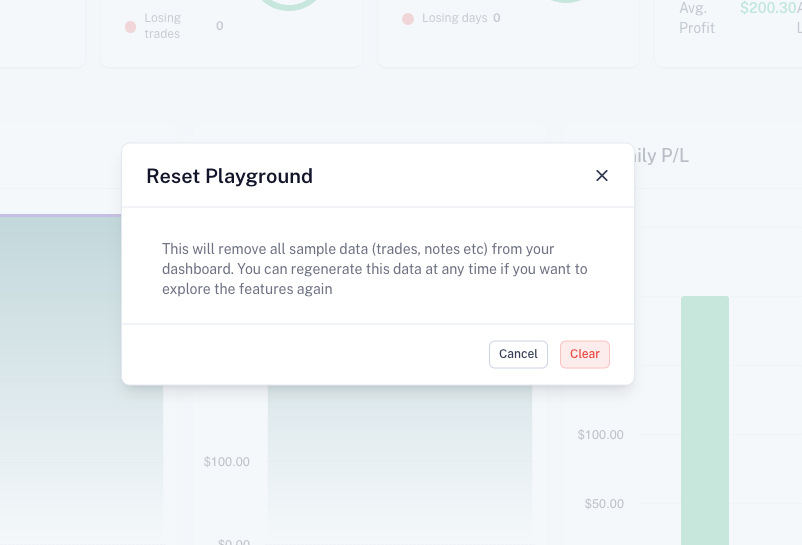Dashboard showing the playground button