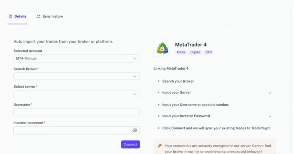 MetaTrader auto sync form